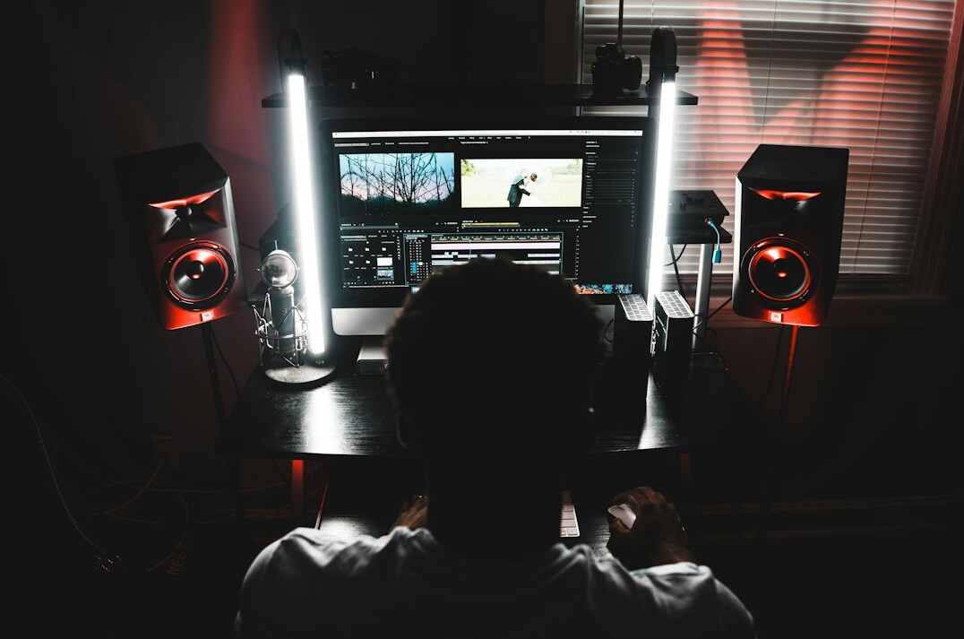 video editor at computer